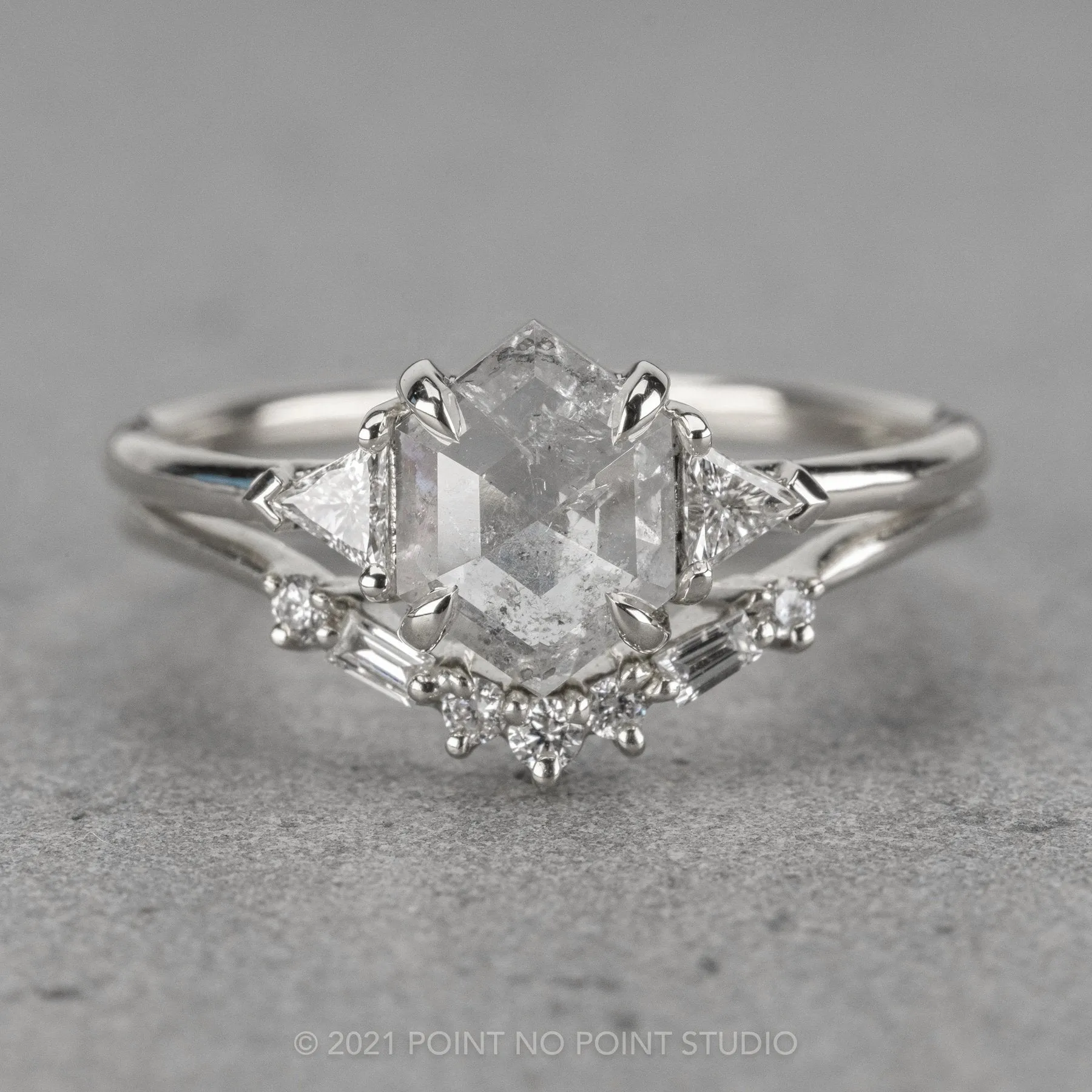 1.15 Carat Icy White Hexagon Diamond Engagement Ring, Zoe Setting, Platinum