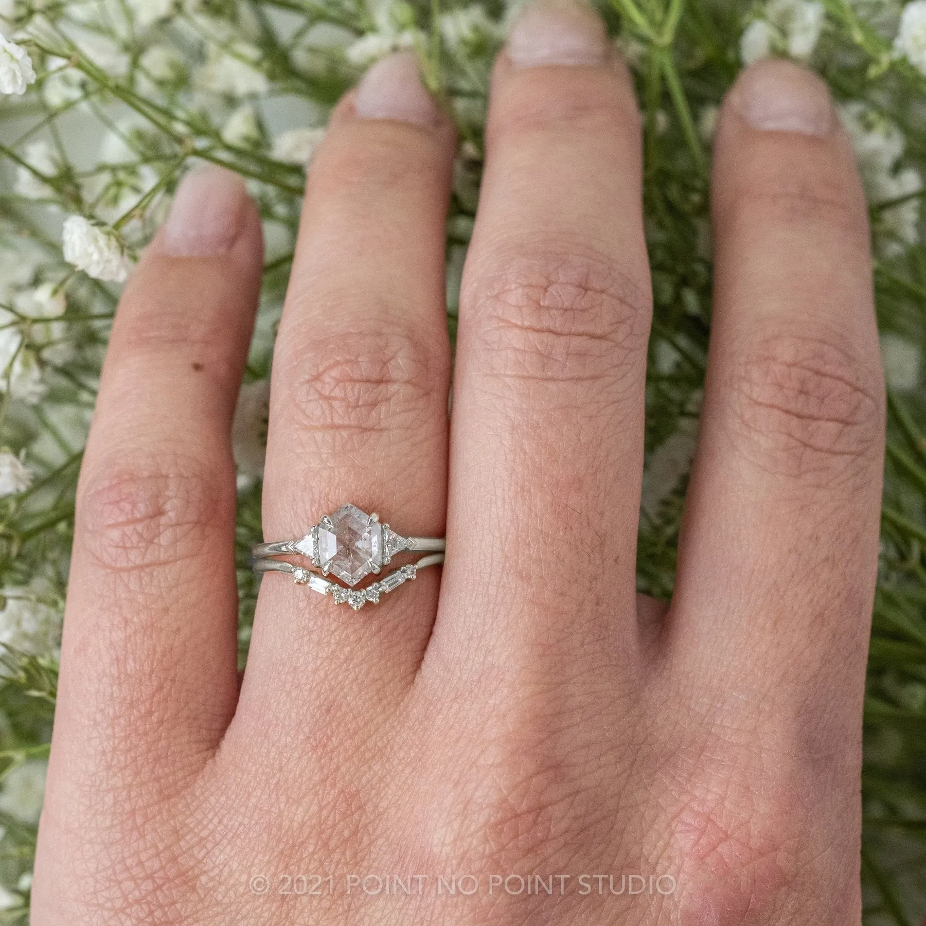 1.15 Carat Icy White Hexagon Diamond Engagement Ring, Zoe Setting, Platinum