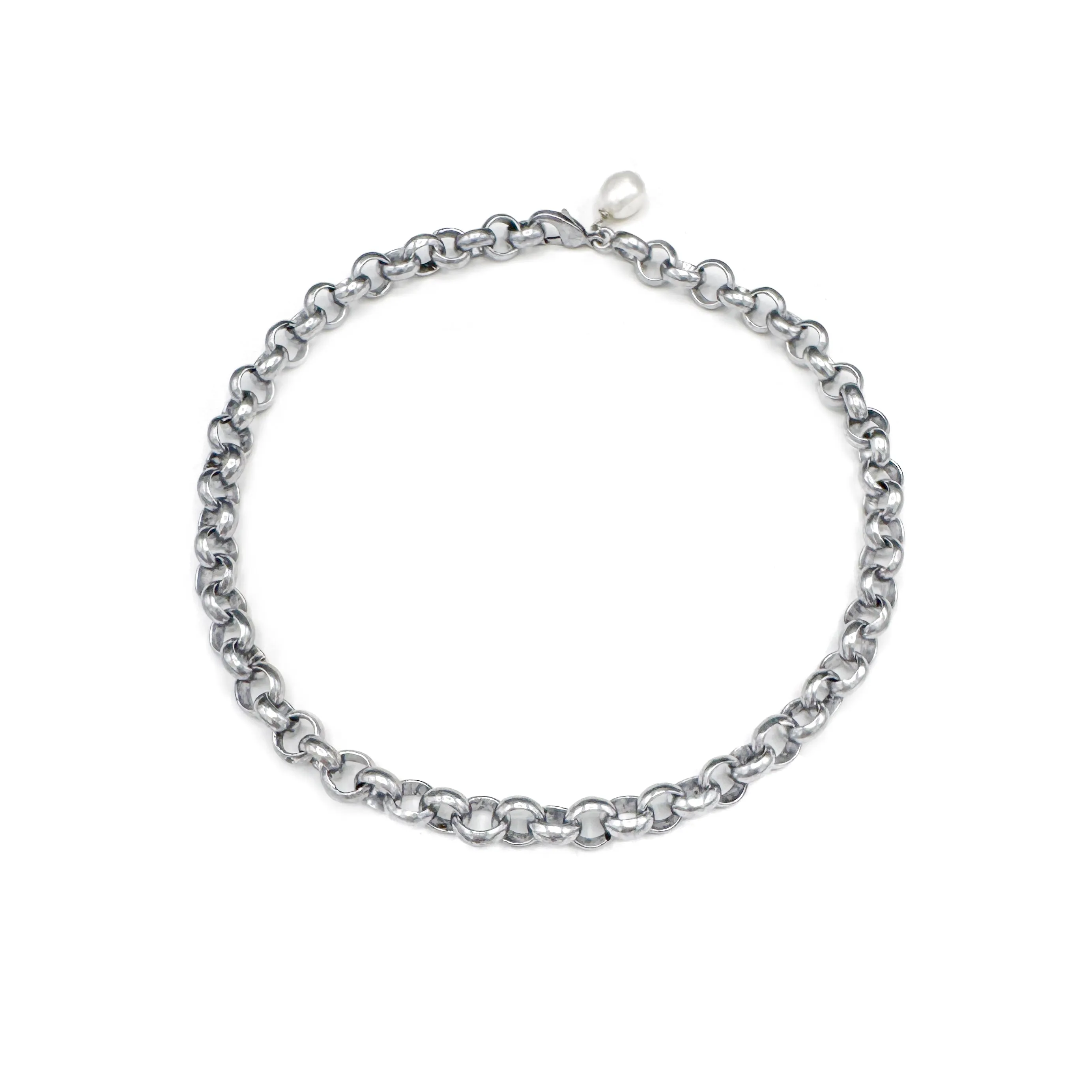 1154-S | TURKISH SILVER NECKLACE w/ ACCENT PEARL