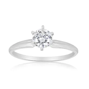 1/2 Carat TW Diamond Solitaire Engagement Ring in 14k White Gold (G-H, I1-I2)