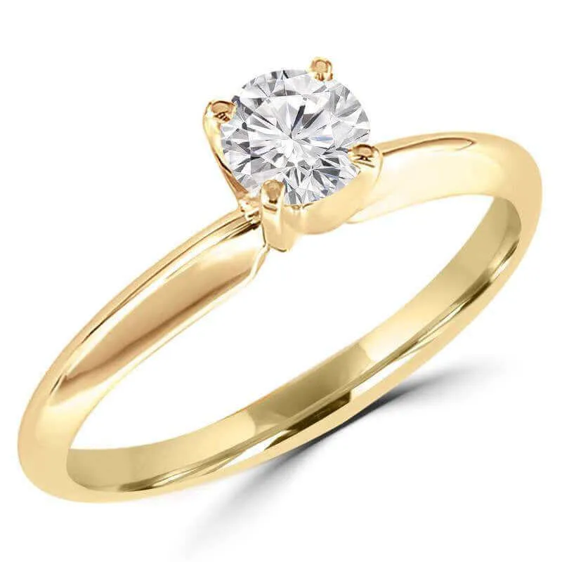 1/2 Carats Solitaire Diamond Engagement Ring GH/VS2-SI1 14K Yellow Gold or White Gold