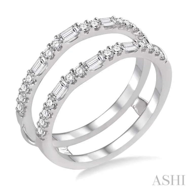 1/2 Ctw Baguette and Round Cut Diamond Insert Ring in 14K White Gold