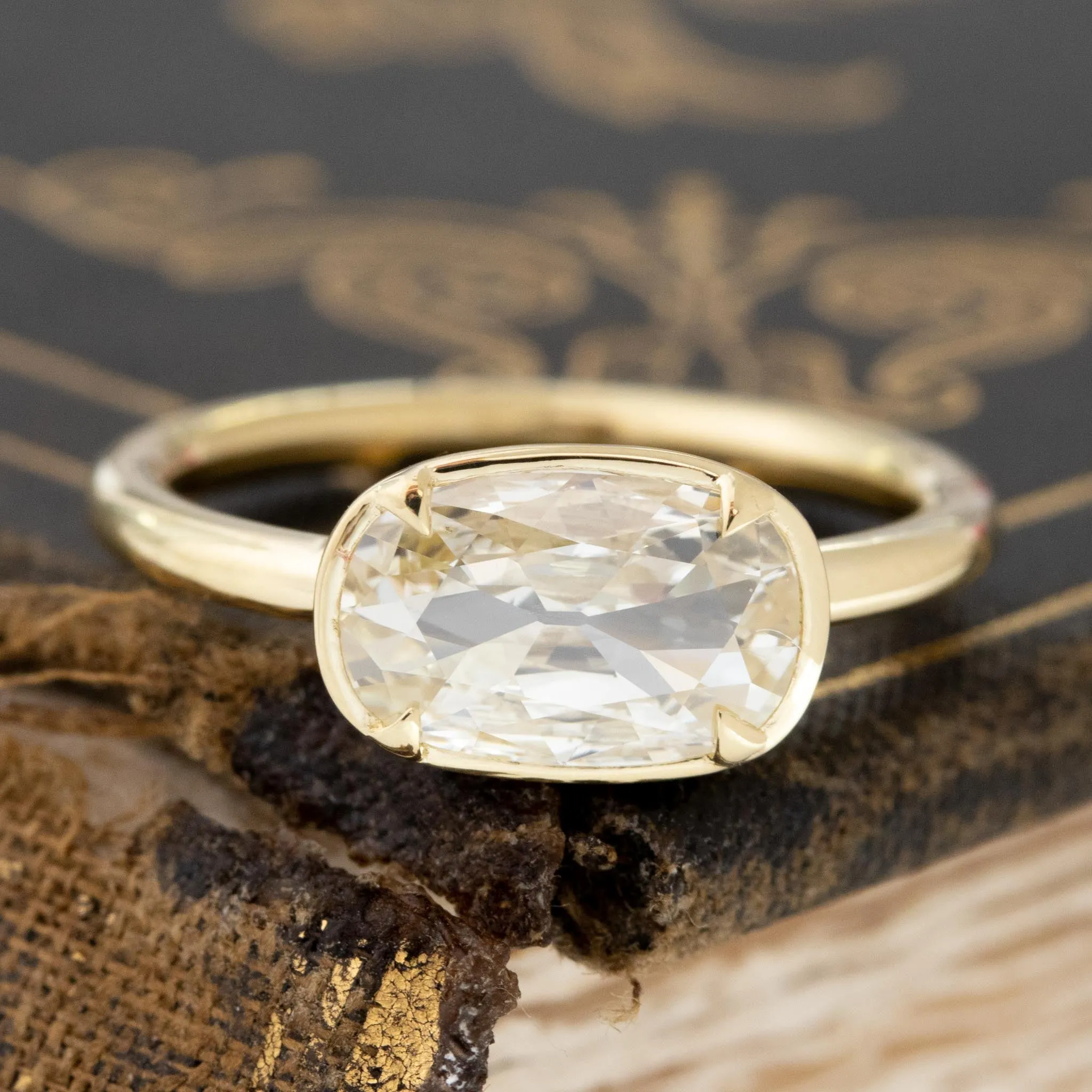1.21ct Elongated Cushion Cut Diamond Bezel Solitaire, GIA L VS2