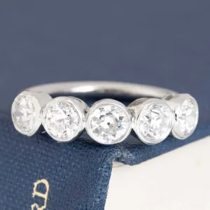 1.21ctw Old European Cut Diamond Bezel 5-Stone Band