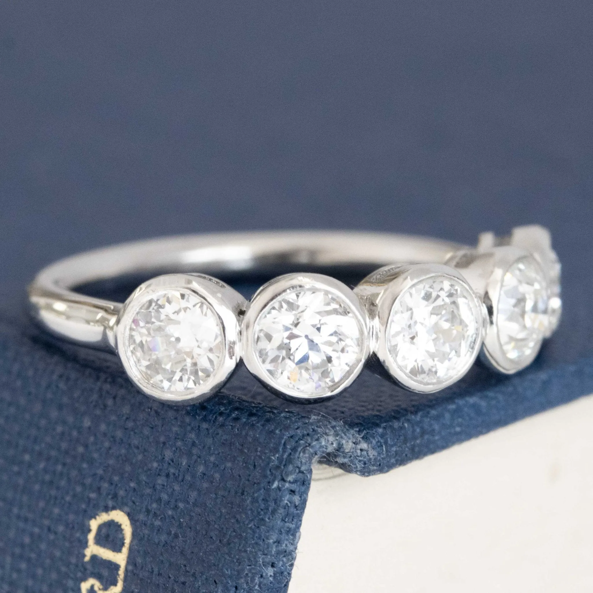1.21ctw Old European Cut Diamond Bezel 5-Stone Band