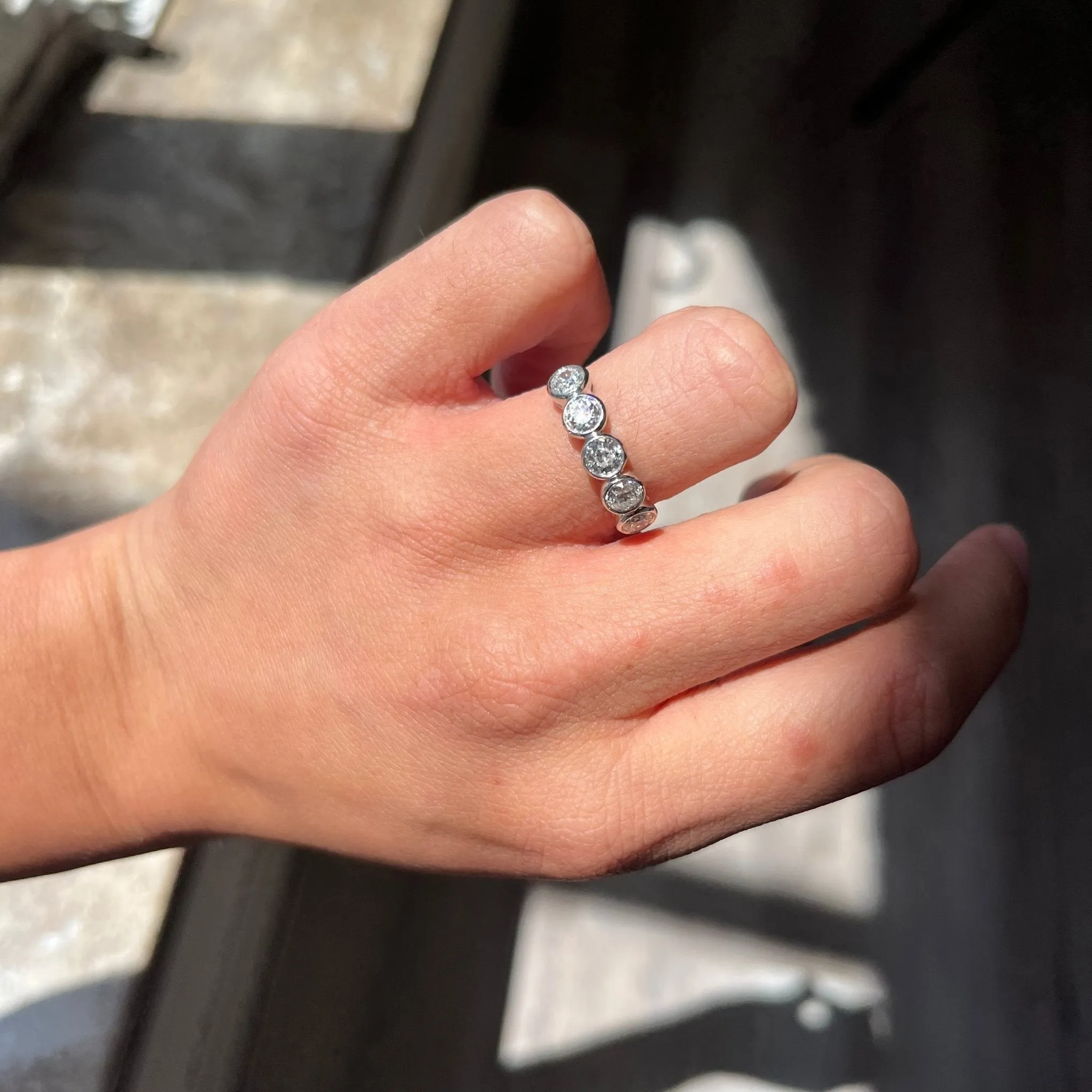 1.21ctw Old European Cut Diamond Bezel 5-Stone Band