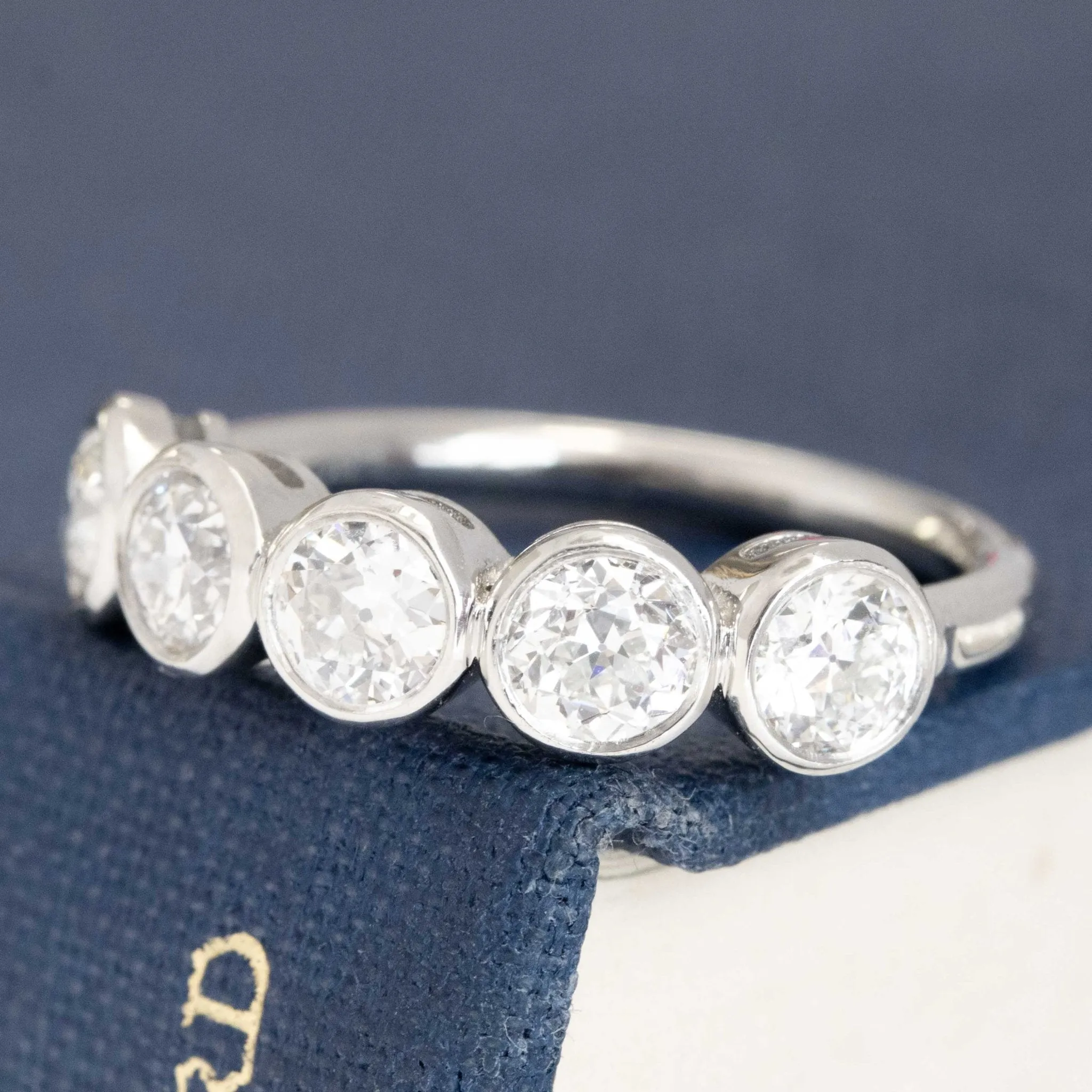 1.21ctw Old European Cut Diamond Bezel 5-Stone Band