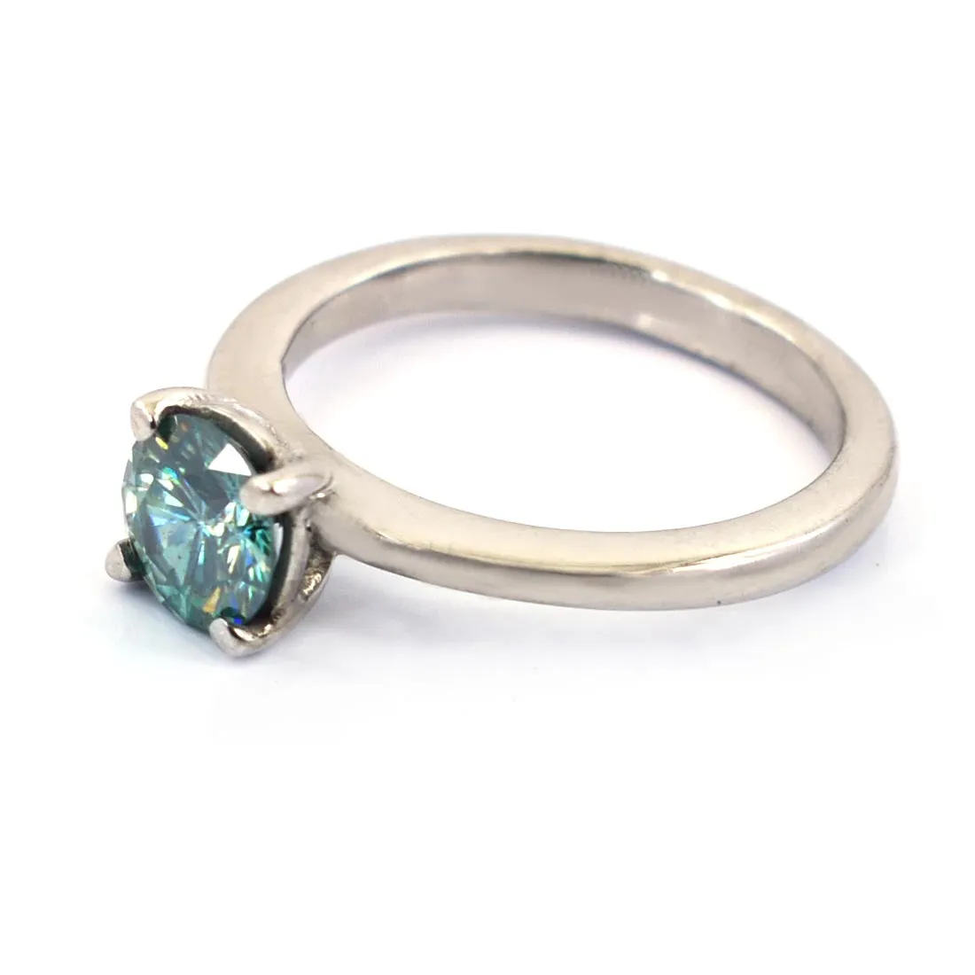 1.25 Ct AAA Certified Blue Diamond Solitaire Ring in Prong Setting. Great Shine & Excellent Cut