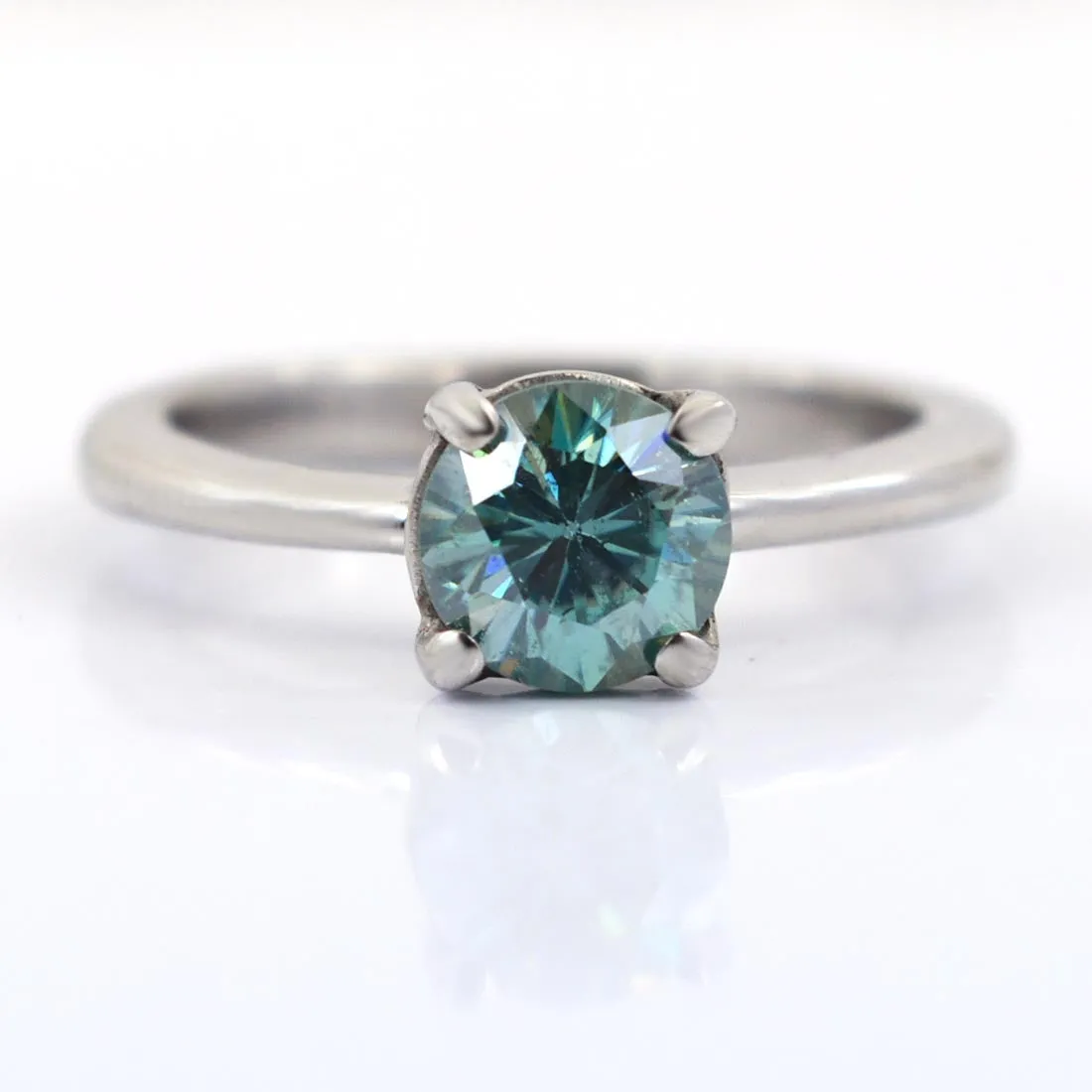 1.25 Ct AAA Certified Blue Diamond Solitaire Ring in Prong Setting. Great Shine & Excellent Cut