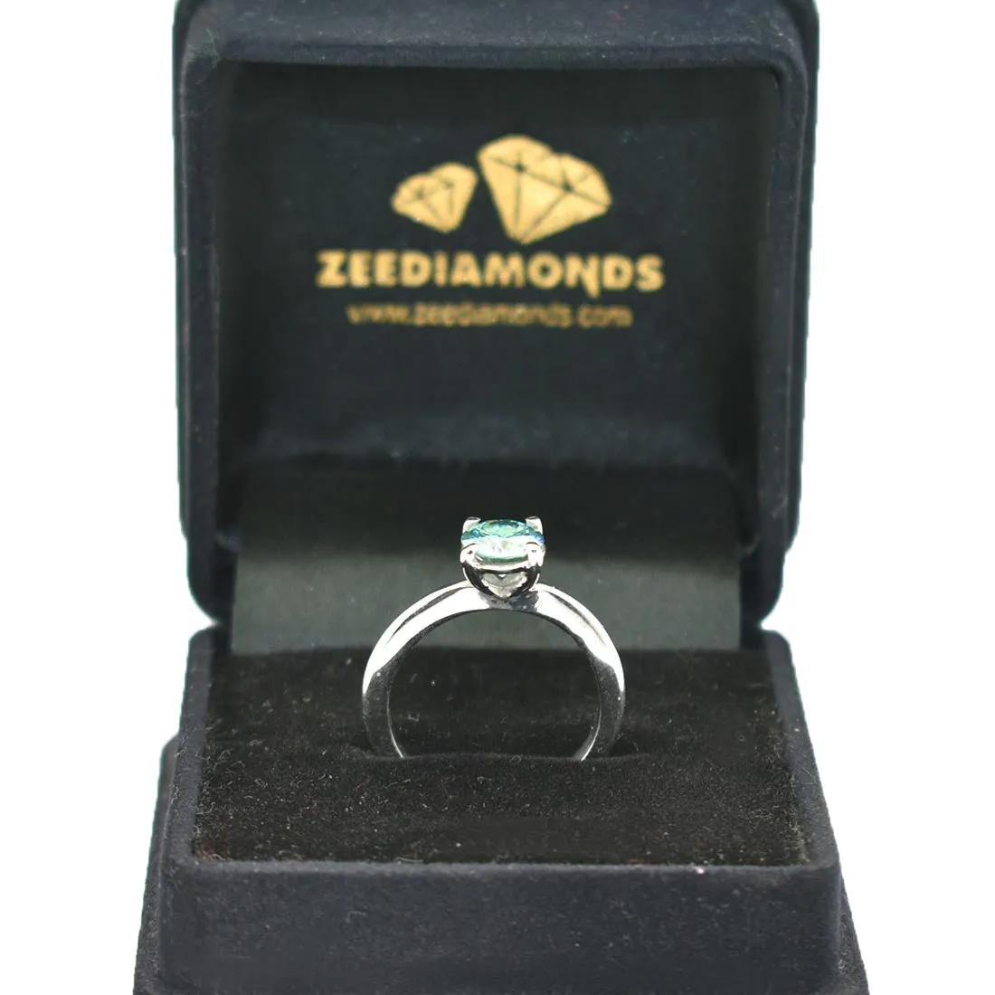 1.25 Ct AAA Certified Blue Diamond Solitaire Ring in Prong Setting. Great Shine & Excellent Cut
