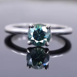 1.25 Ct AAA Certified Blue Diamond Solitaire Ring in Prong Setting. Great Shine & Excellent Cut
