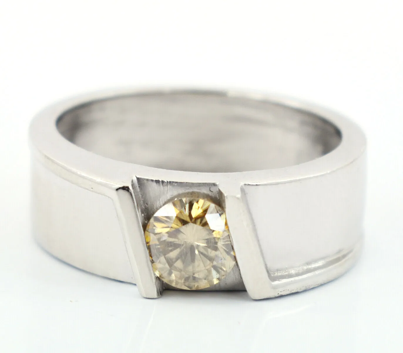 1.25 Ct Certified Champagne Diamond Solitaire Band Ring. Great Brilliance & Ideal Gift for Husband/Boyfriend