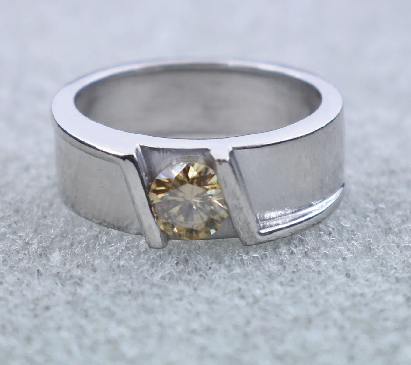 1.25 Ct Certified Champagne Diamond Solitaire Band Ring. Great Brilliance & Ideal Gift for Husband/Boyfriend