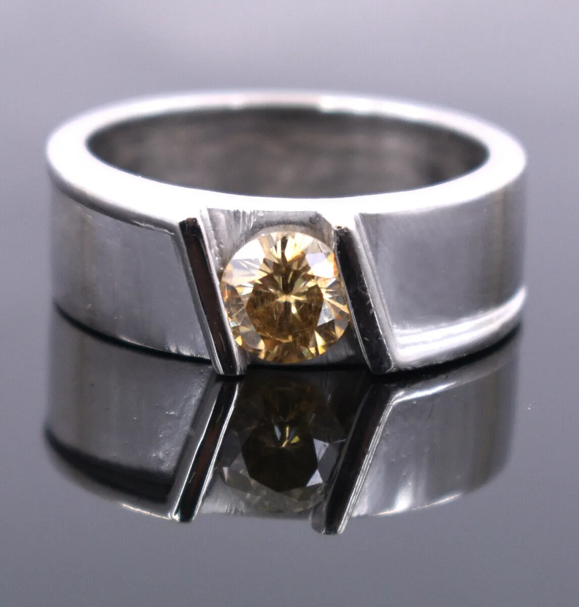 1.25 Ct Certified Champagne Diamond Solitaire Band Ring. Great Brilliance & Ideal Gift for Husband/Boyfriend