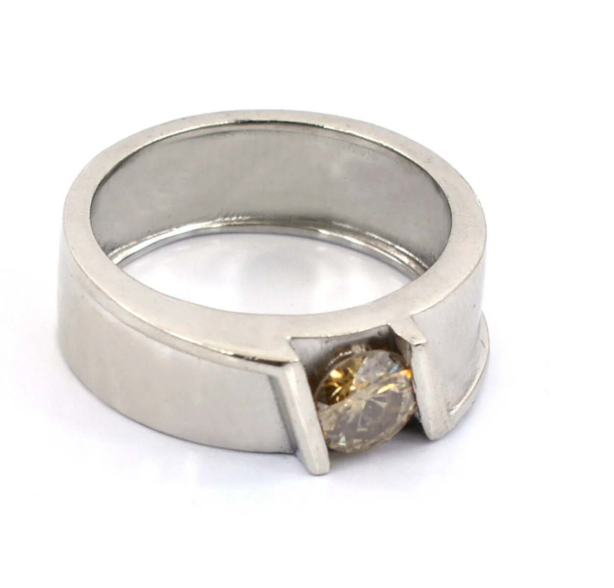 1.25 Ct Certified Champagne Diamond Solitaire Band Ring. Great Brilliance & Ideal Gift for Husband/Boyfriend