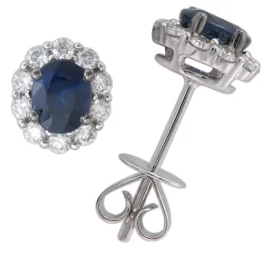 1.27ct tw Ladies Diamond and Blue Sapphire Earrings