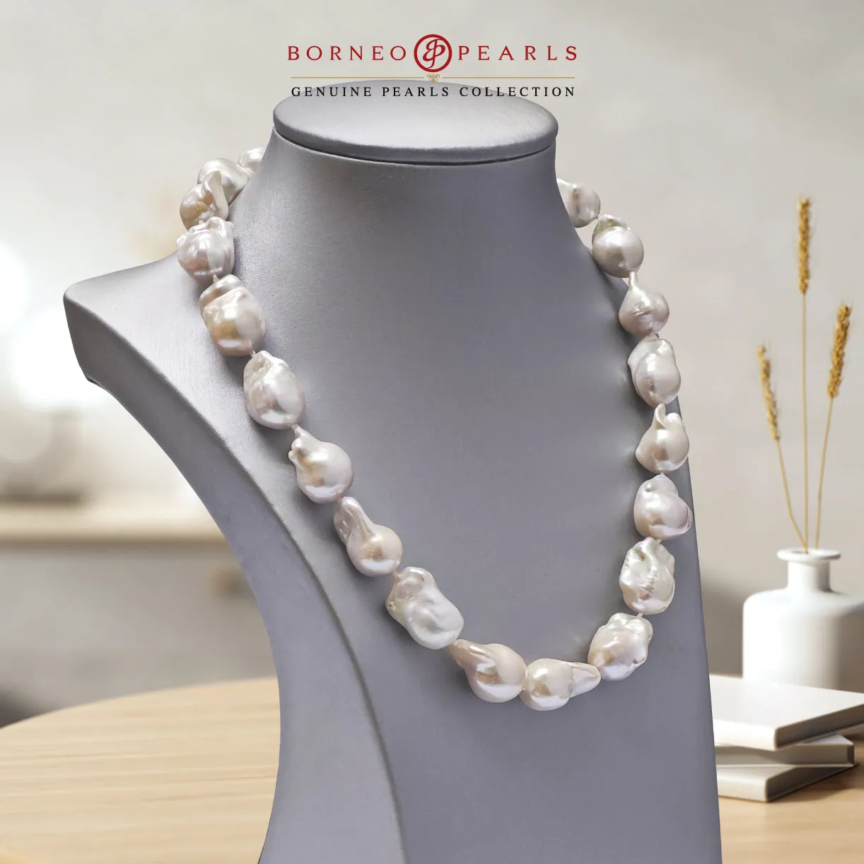 13-15mm White Baroque Pearl Necklace