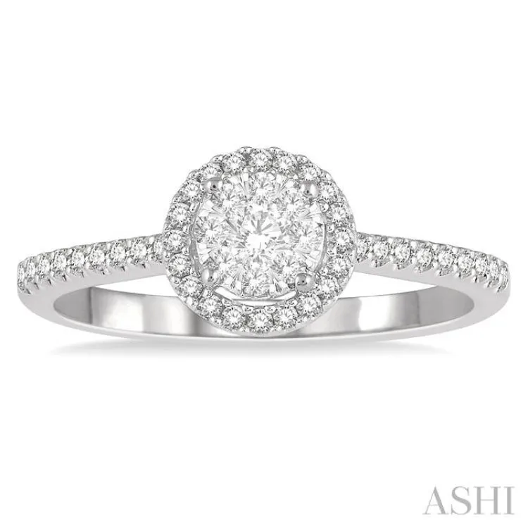 1/3 ctw Round Diamond Lovebright Halo Engagement Ring in 14K White and Yellow Gold