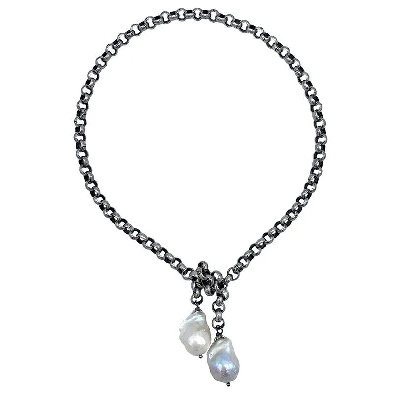 133-01-S | TURKISH PETITE LARIAT CHOKER (WHITE/SILVER)