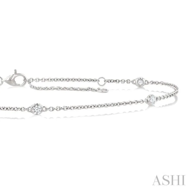 1/4 ctw Round Cut Diamond Station Bracelet in 14K White Gold