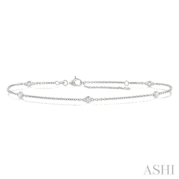 1/4 ctw Round Cut Diamond Station Bracelet in 14K White Gold