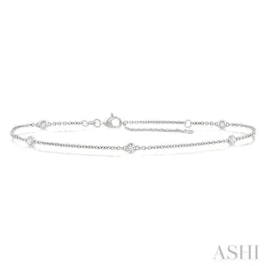 1/4 ctw Round Cut Diamond Station Bracelet in 14K White Gold