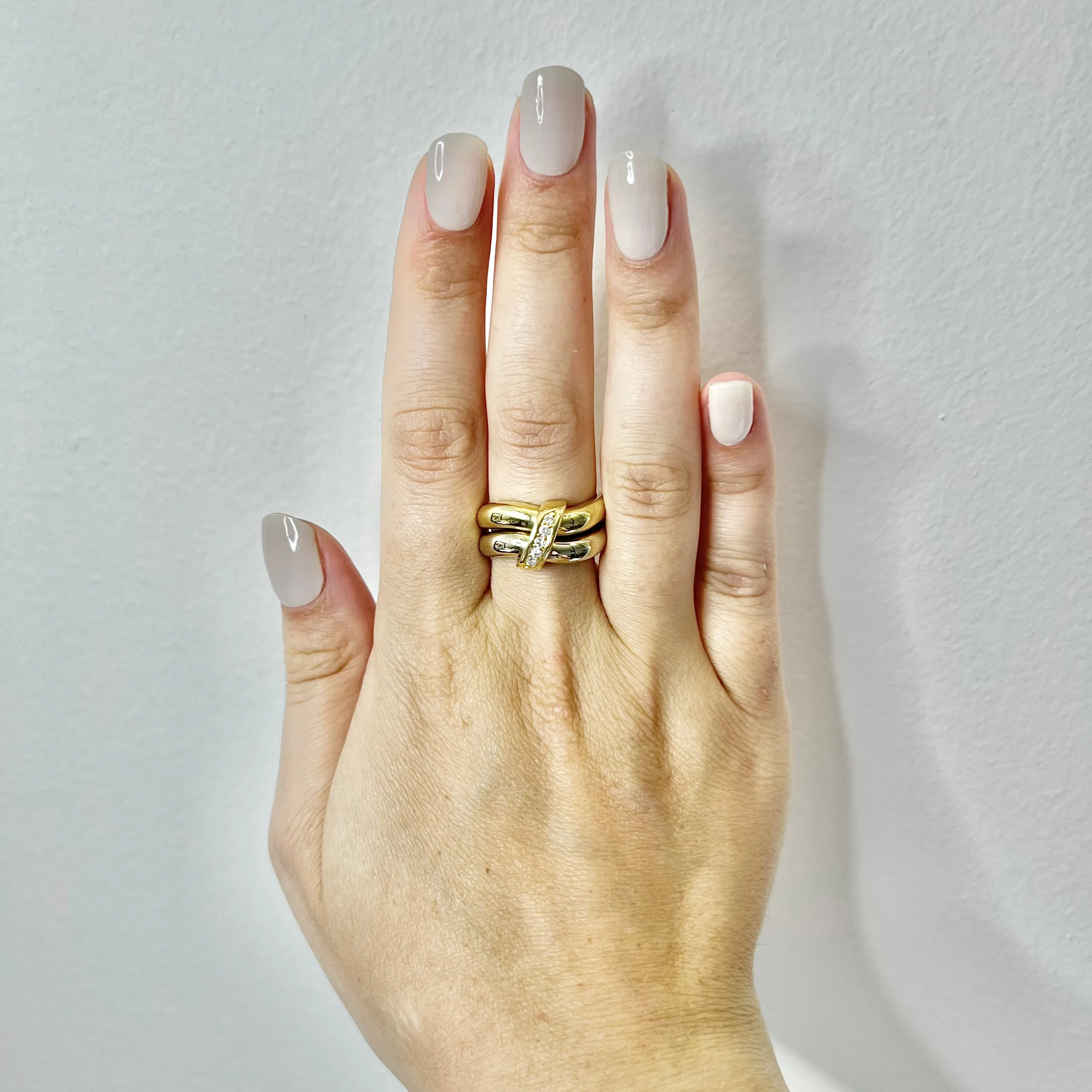 14 Karat Two-Tone Diamond Crossover Band Ring