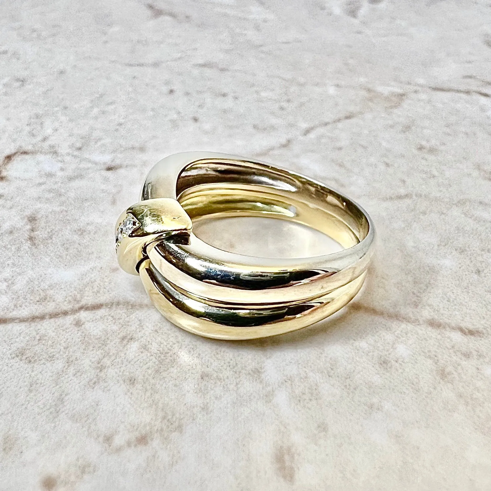 14 Karat Two-Tone Diamond Crossover Band Ring