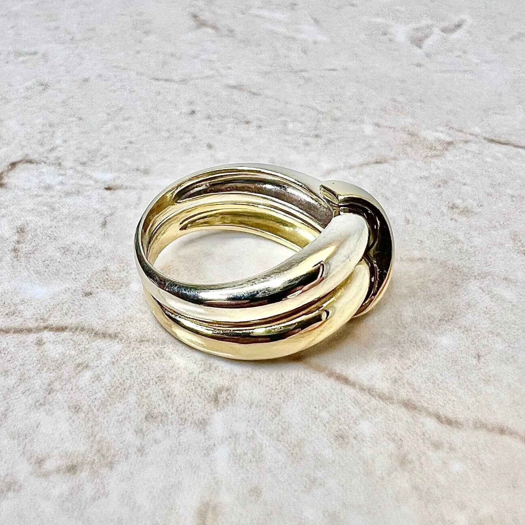 14 Karat Two-Tone Diamond Crossover Band Ring