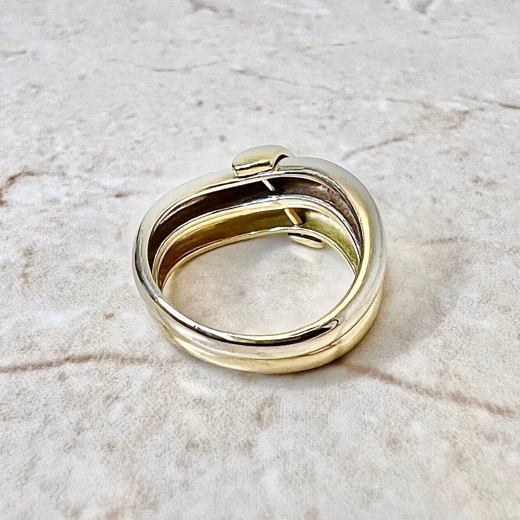 14 Karat Two-Tone Diamond Crossover Band Ring