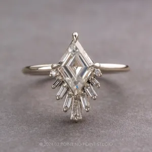 1.40 Carat Lozenge Moissanite and Diamond Engagement Ring, Wren Setting, Platinum
