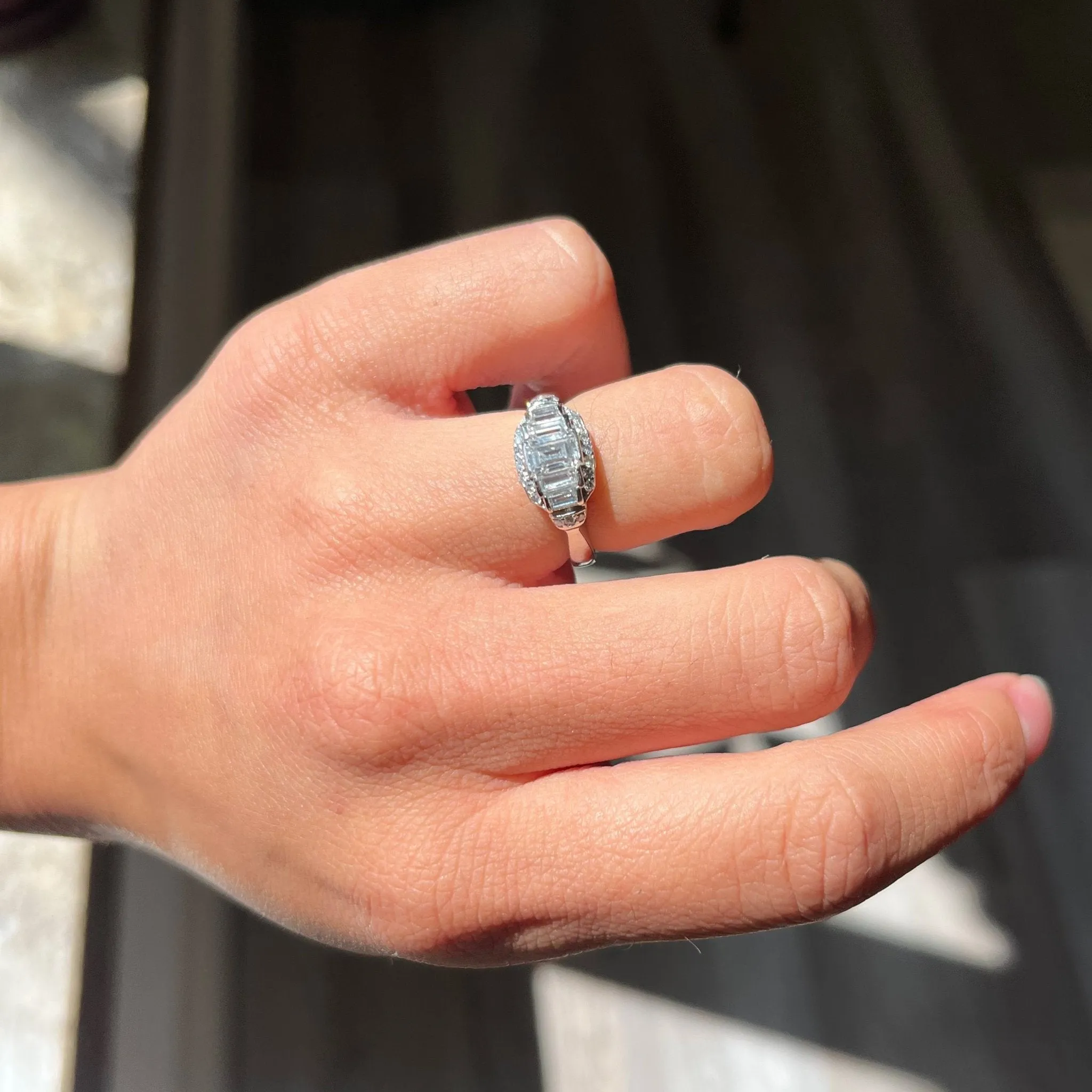 1.43ctw Baguette Cut Diamond 5-Stone Cluster Ring