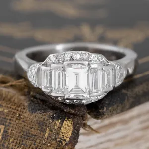 1.43ctw Baguette Cut Diamond 5-Stone Cluster Ring