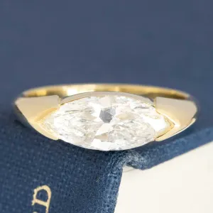 1.45ct Marquise Cut Diamond Half-Bezel Diamond Solitaire, GIA J