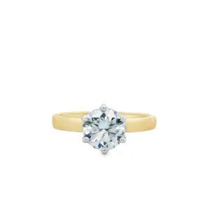 14ct Yellow and White Gold Round Brilliant Lab Grown Diamond Solitaire Ring 1.40ct TDW