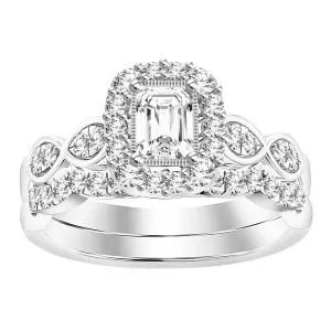 14K 1.00ct Diamond Solitaire Emerald-Ring