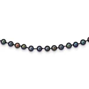 14k 5-6mm Black Near Round Freshwater Cultured Pearl Necklace