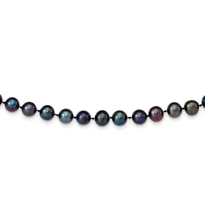 14k 8-9mm Black Near Round Freshwater Cultured Pearl Necklace