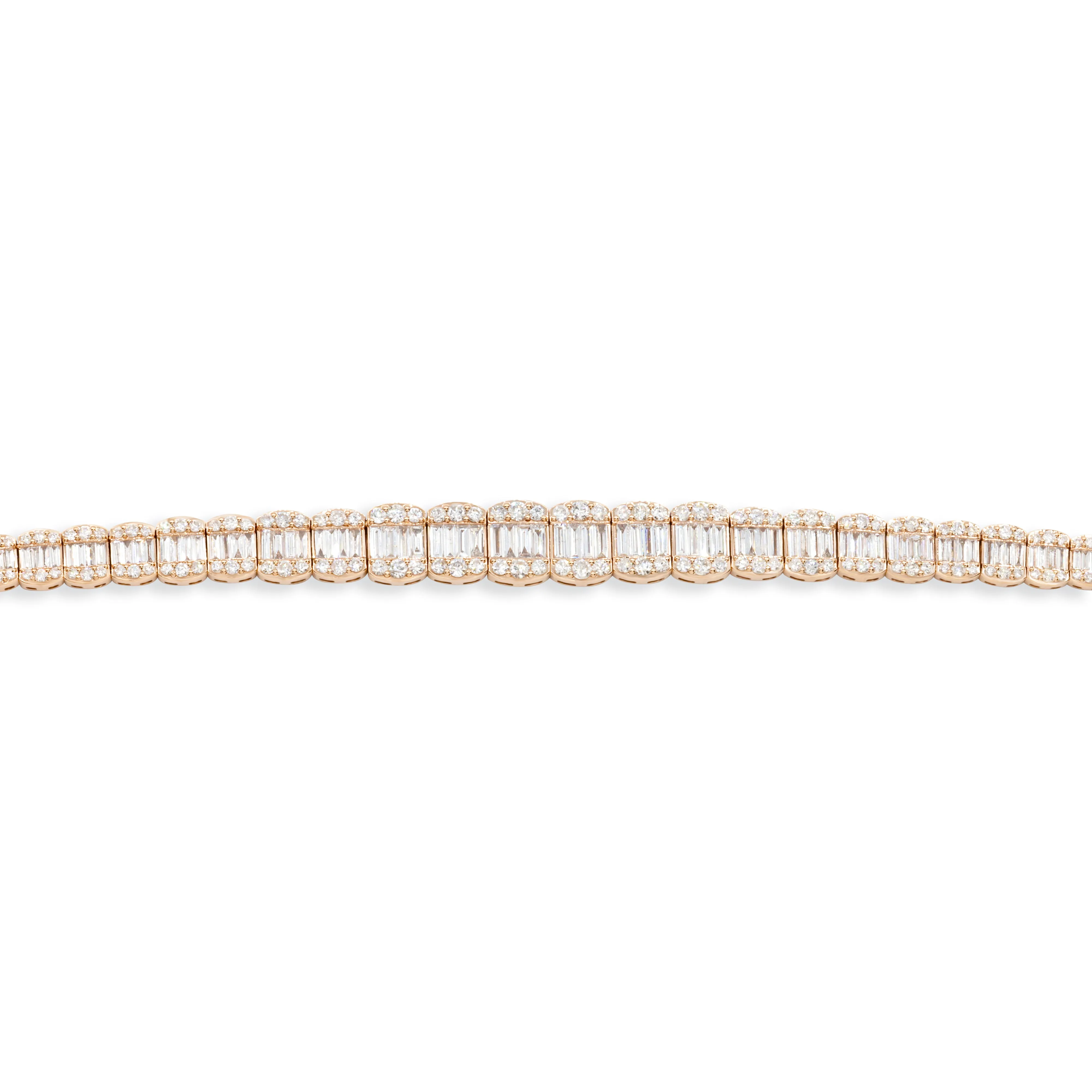 14k Baguette Bracelet 7.8 Ctw