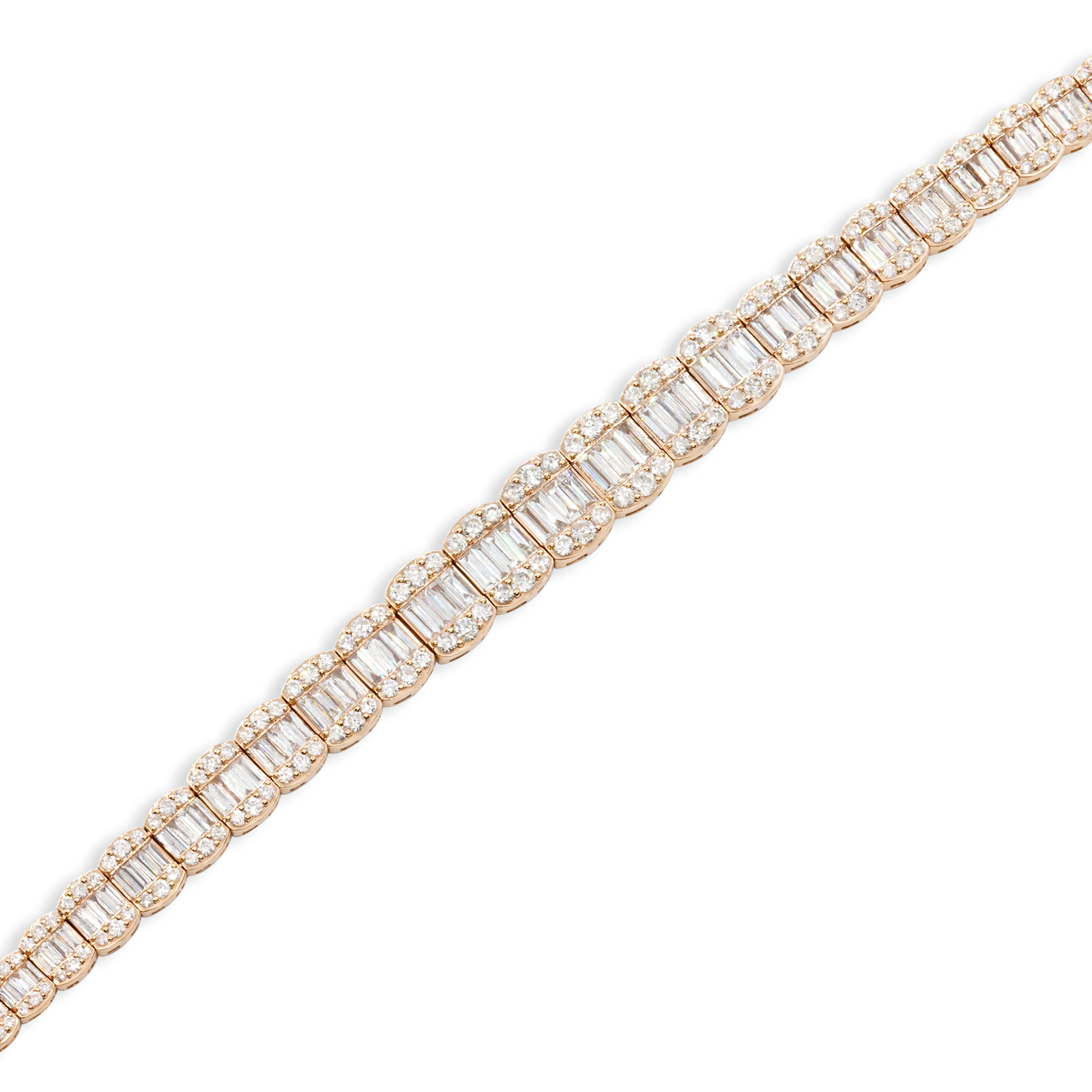 14k Baguette Bracelet 7.8 Ctw