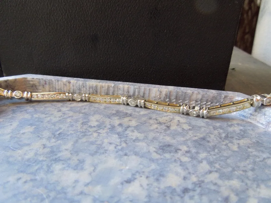 14K Bicolor White and Yellow Gold Diamond Bracelet