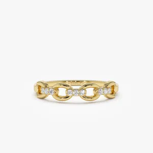14K Cable Chain Link Diamond Ring