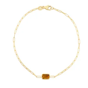 14K Citrine Paperclip Bracelet