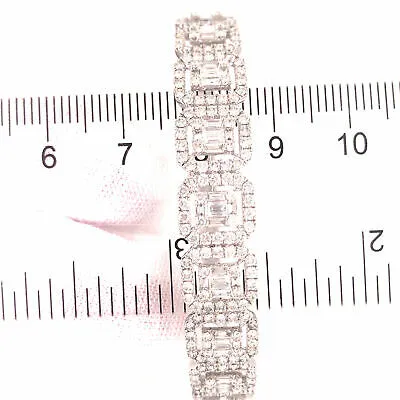 14K Diamond Cluster Bangle White Gold