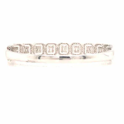 14K Diamond Cluster Bangle White Gold