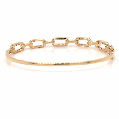 14K Diamond Link Bangle Bracelet Yellow Gold