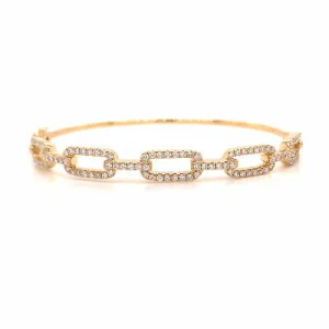 14K Diamond Link Bangle Bracelet Yellow Gold