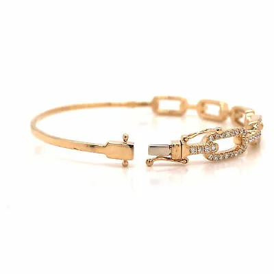 14K Diamond Link Bangle Bracelet Yellow Gold