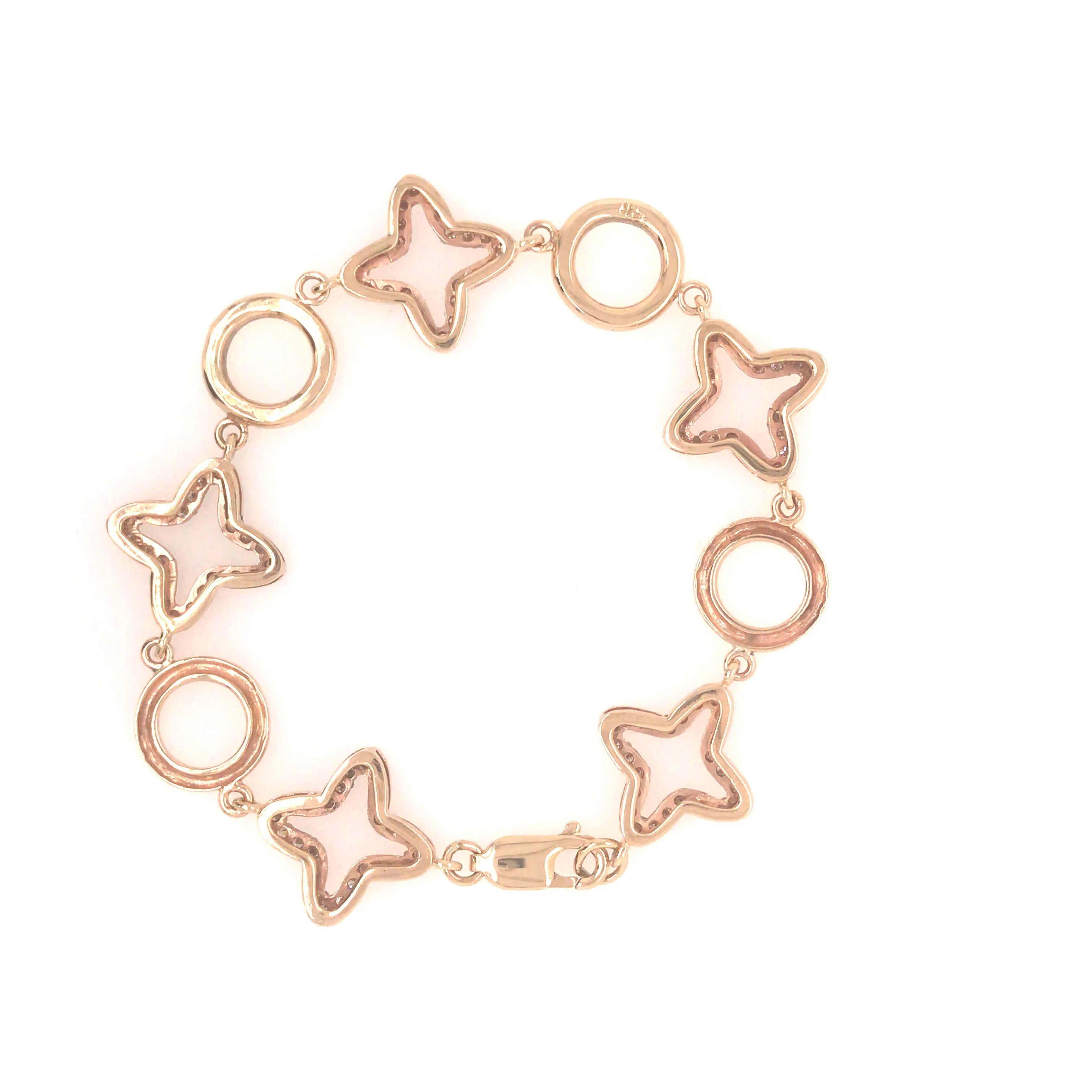 14K Diamond Star and Gold Circle Bracelet Yellow Gold