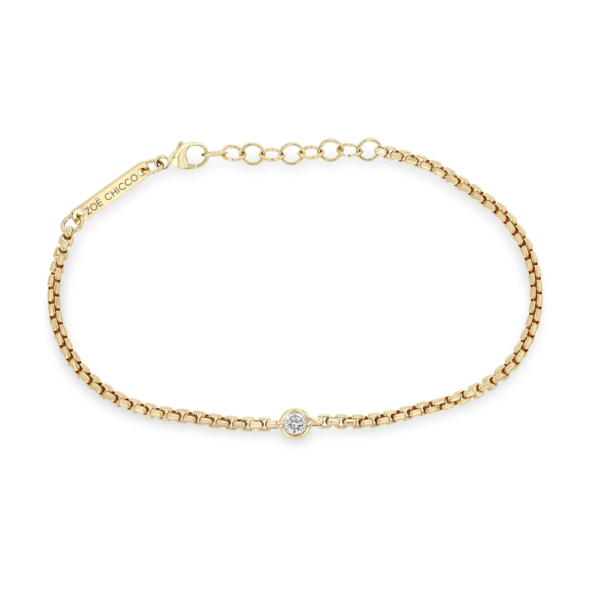 14k Floating Diamond Small Box Chain Bracelet